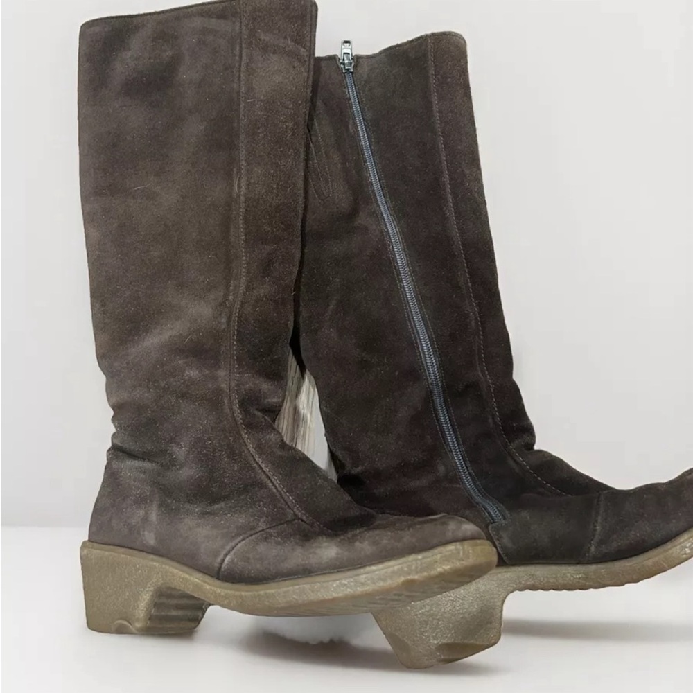 MORLANDS ENGLAND REAL SHEEPSKIN BOOTS KNEE HIGH SIDE ZIP SHEARLING Brown US 6.5